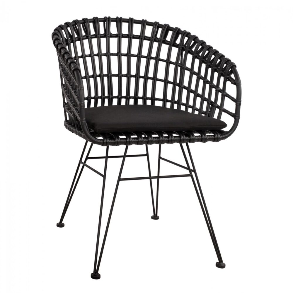 Καρέκλα - Πολυθρόνα ALLEGRA C5456.02 Μεταλλική με Wicker Μαύρο Τύπου Φωλιά 59Χ56,5Χ83Υ εκ.