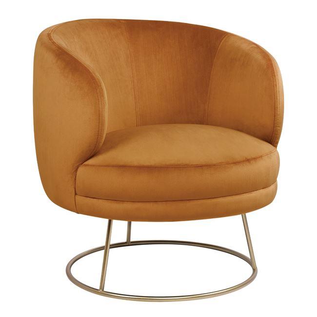 Πολυθρόνα ARIEN C8403.09 Χρυσό Βελούδο με Χρυσή Βάση 80x75x82Υ εκ.