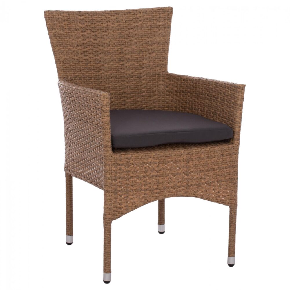 Καρέκλα - Πολυθρόνα NISHA C5684.02 Μεταλλική με Wicker Καφέ - Μόκα & Μαξιλάρι 58x60x87 εκ.