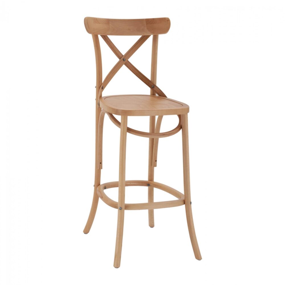 Σκαμπό μπαρ Gioliana Ξύλινο Οξιά με Κάθισμα Plywood Dark Honey 46x46x102Υ εκ.