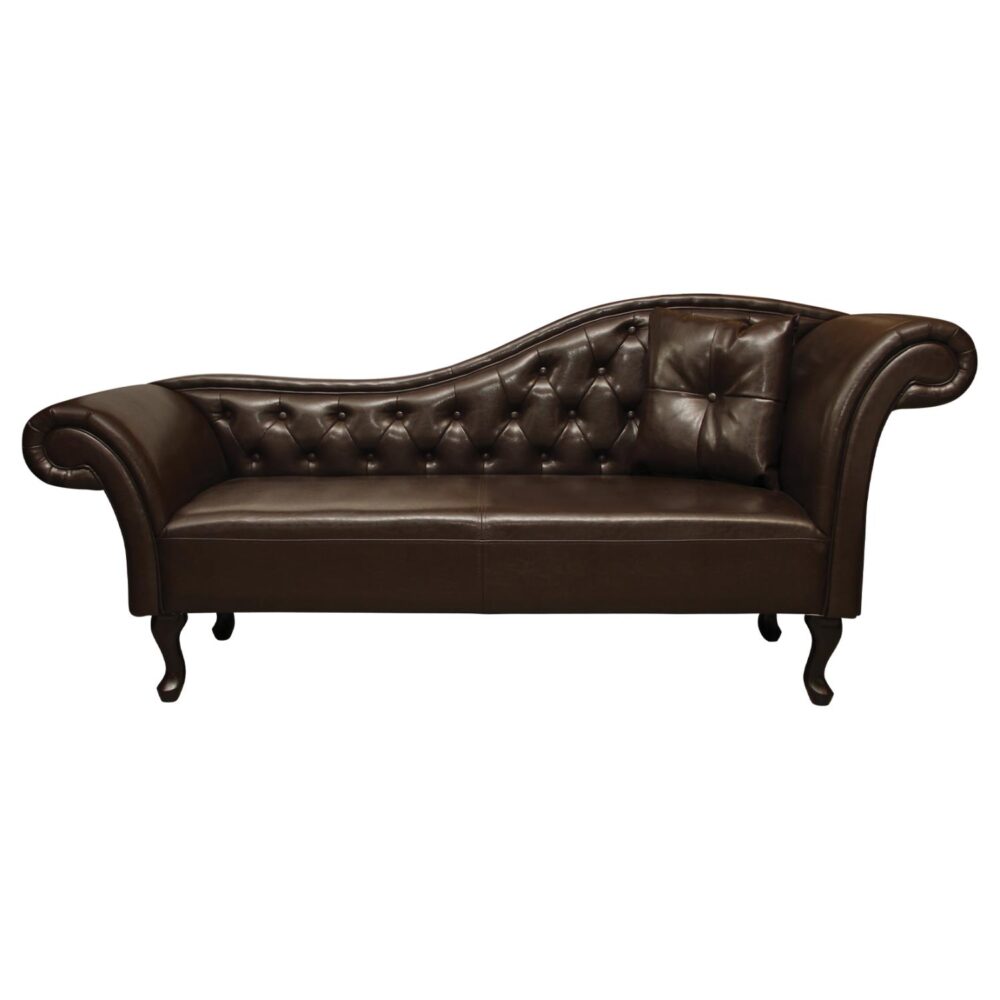Ανάκλινδρο T.Chesterfield Niovi PU σκ. καφέ-μαύρα πόδια (δεξί) 190x61x84Υ εκ.