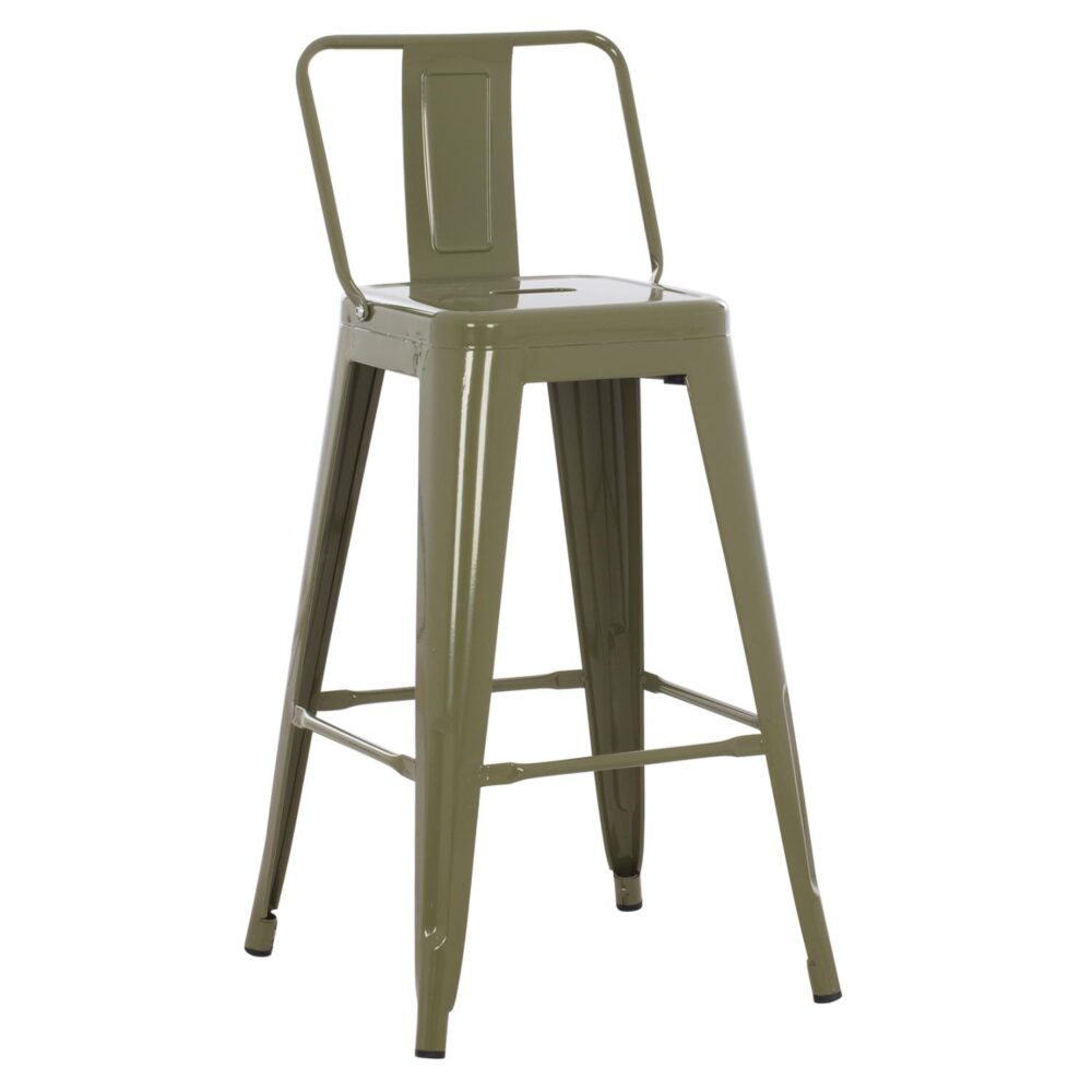 Σκαμπό μπαρ Melita-Pro Μεσαίου ύψους Μεταλλικό Dark Olive Green 43x43x88Υ εκ.