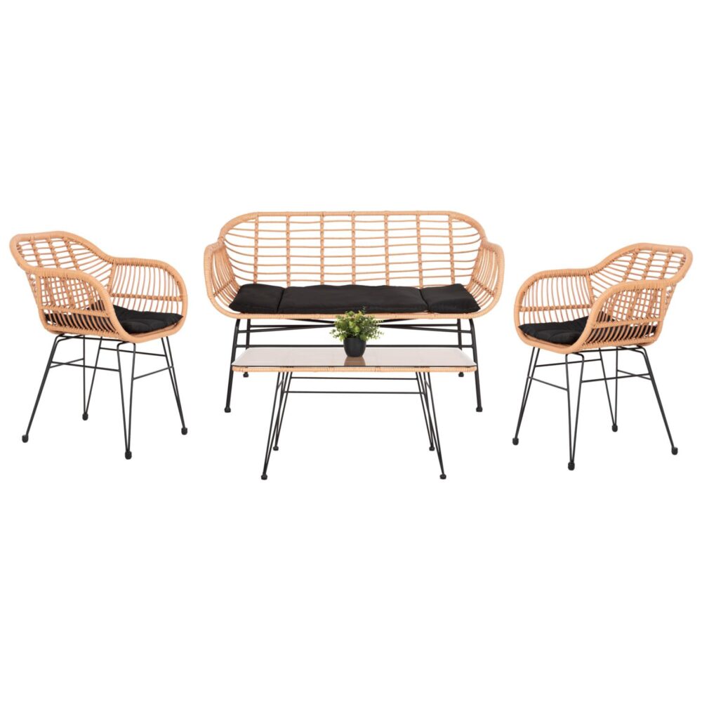 Σετ κήπου ALLEGRA C21052 4 τεμ. Wicker Μπέζ - Μέταλλο Μαύρο