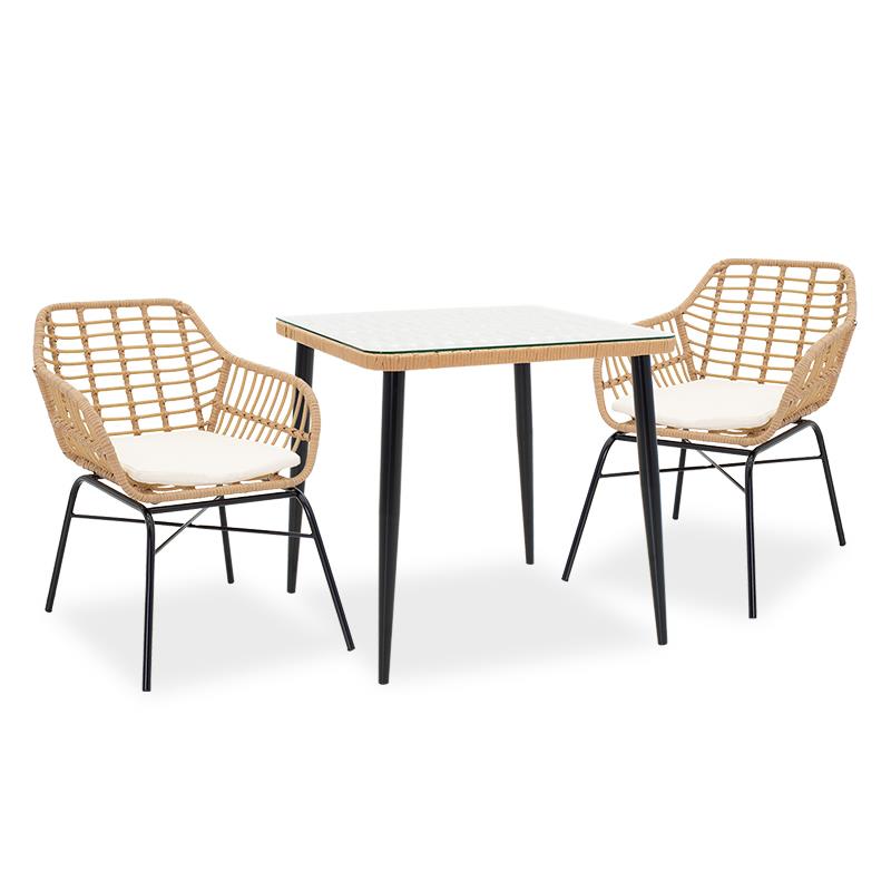 Τραπεζαρία Naoki σετ 3τεμ μέταλλο μαύρο-pe φυσικό Τραπεζαρία Naoki σετ 3τεμ μέταλλο μαύρο-pe φυσικό