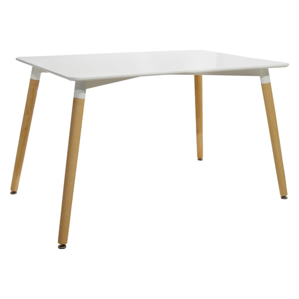 Τραπέζι Minimal λευκό MDF ξύλινα πόδια οξιά 120x80x73Υ εκ.
