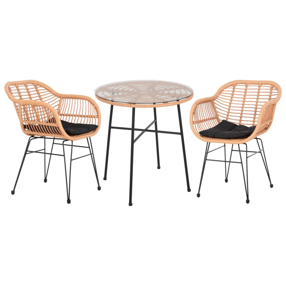 Σετ Κήπου ALLEGRA C10476 3 τεμ Wicker Μπέζ & Μαύρο Μέταλλο