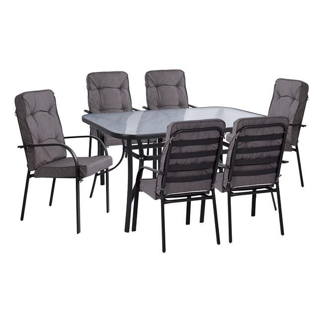 Σετ κήπου Τραπεζαρία C10561.01 7 τεμ Μεταλλικό Γκρί με Τραπέζι 150x90x72 εκ. & 6 Καρέκλες