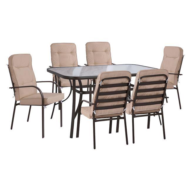 Σετ κήπου Τραπεζαρία C10561.02 7 τεμ Μεταλλικό Καφέ με Τραπέζι 150x90x72 εκ. & 6 Καρέκλες