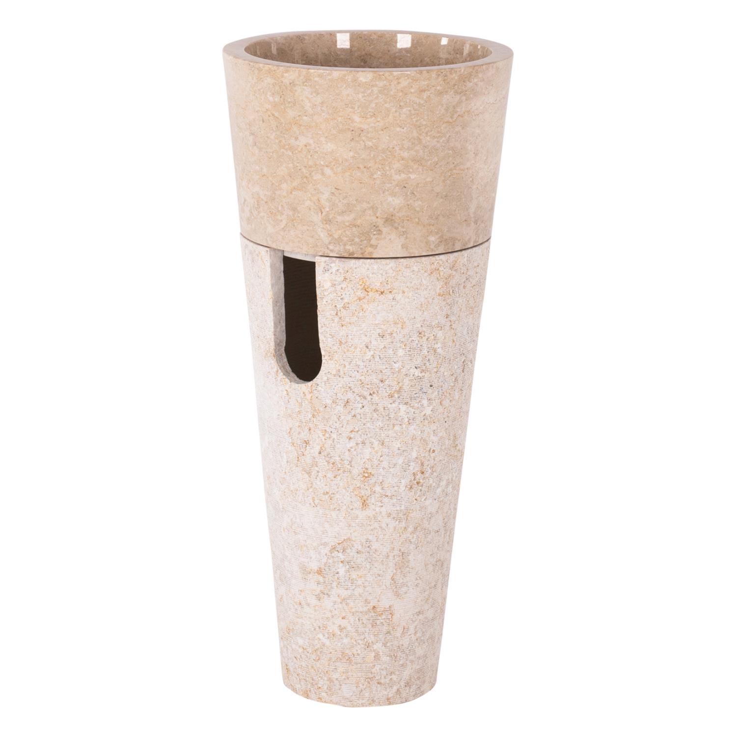 Νιπτήρας C7808.02 Μαρμάρινος Cone Sink Creme White Φ40x90Y εκ.