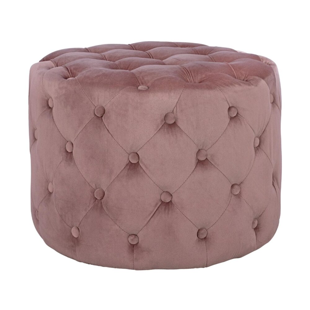 Σκαμπό KASSIE τύπου CHESTERFIELD Βελούδο Σάπιο μήλο Φ60x43Υ εκ.
