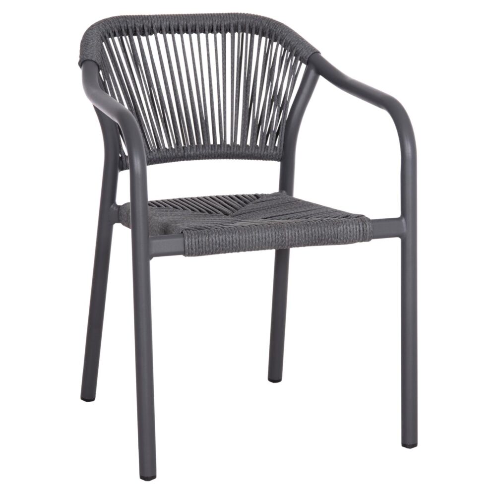 Καρέκλα LUCCI C6266.01 Σκούρο Γκρί Αλουμινίου με P.E. Rattan 58x56x79Υ εκ.