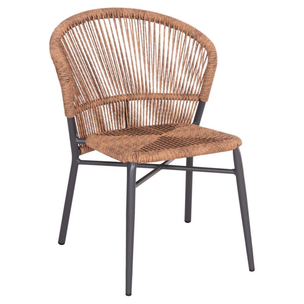 Καρέκλα LYNN C6267.01 Αλουμινίου Ανθρακί με P.E. Rattan Φυσικό 57x61x79Υ εκ.