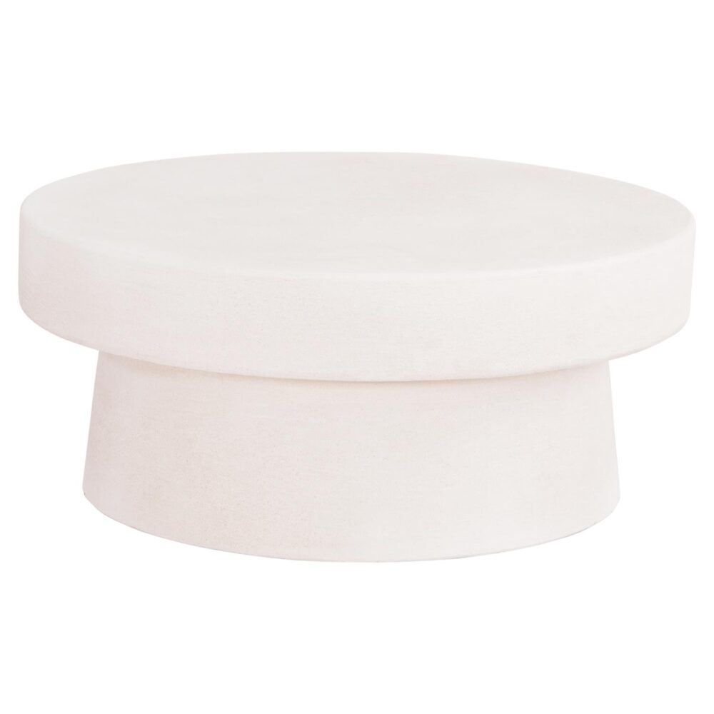 Τραπεζάκι σαλονιού C18050 σειρά SANTORINI Στρόγγυλο MDF σε Υπόλευκο χρώμα Φ80x35Υεκ.