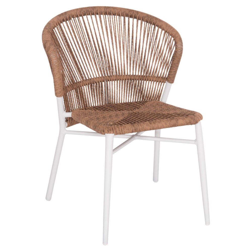 Καρέκλα LYNN C6267.02 Αλουμινίου Λευκή με P.E. Rattan Φυσικό 57x61x79Υ εκ.