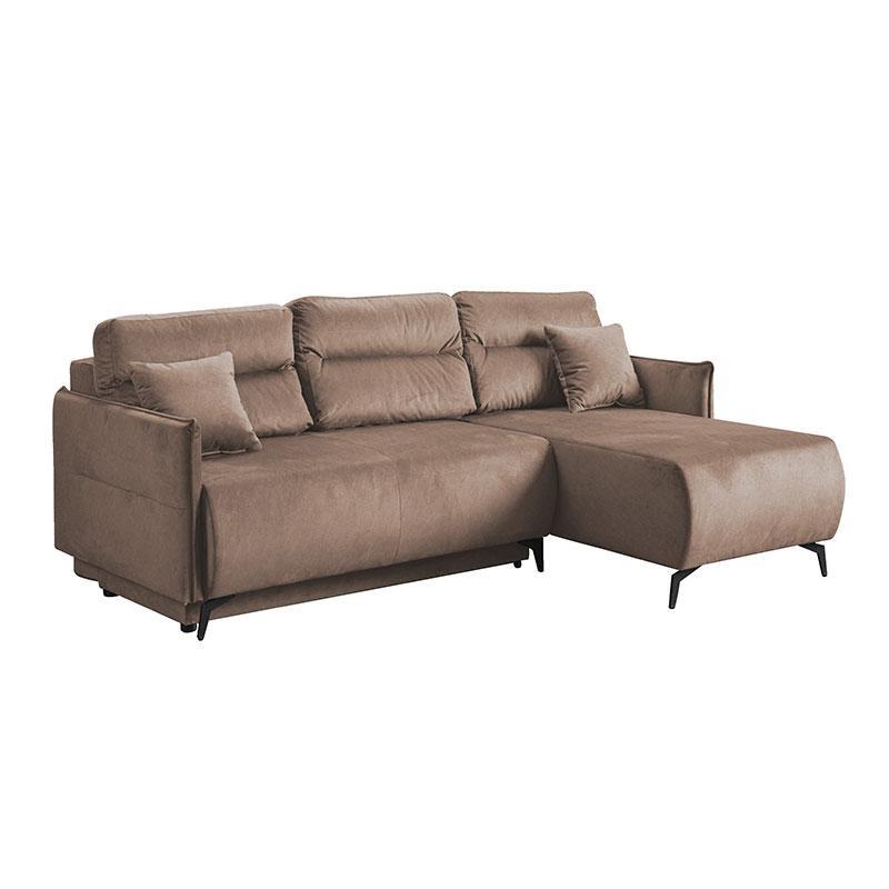 Γωνιακός Καναπές - Κρεβάτι Castel Αναστρέψιμος Καφέ 213x154x74 εκ.