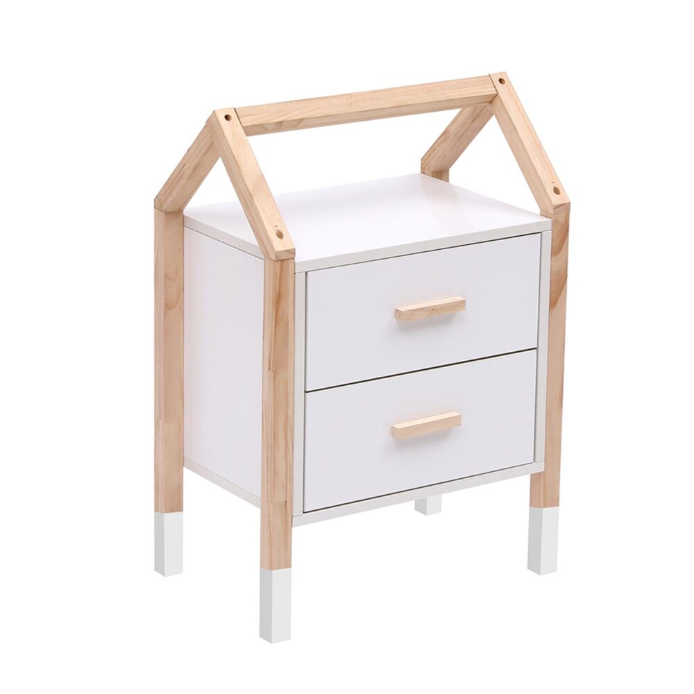 Κομοδίνο Παιδικό PEPE C2489.03 Μελαμίνη Λευκή και Πεύκο σε Φυσικό 46x30x67Υ εκ.