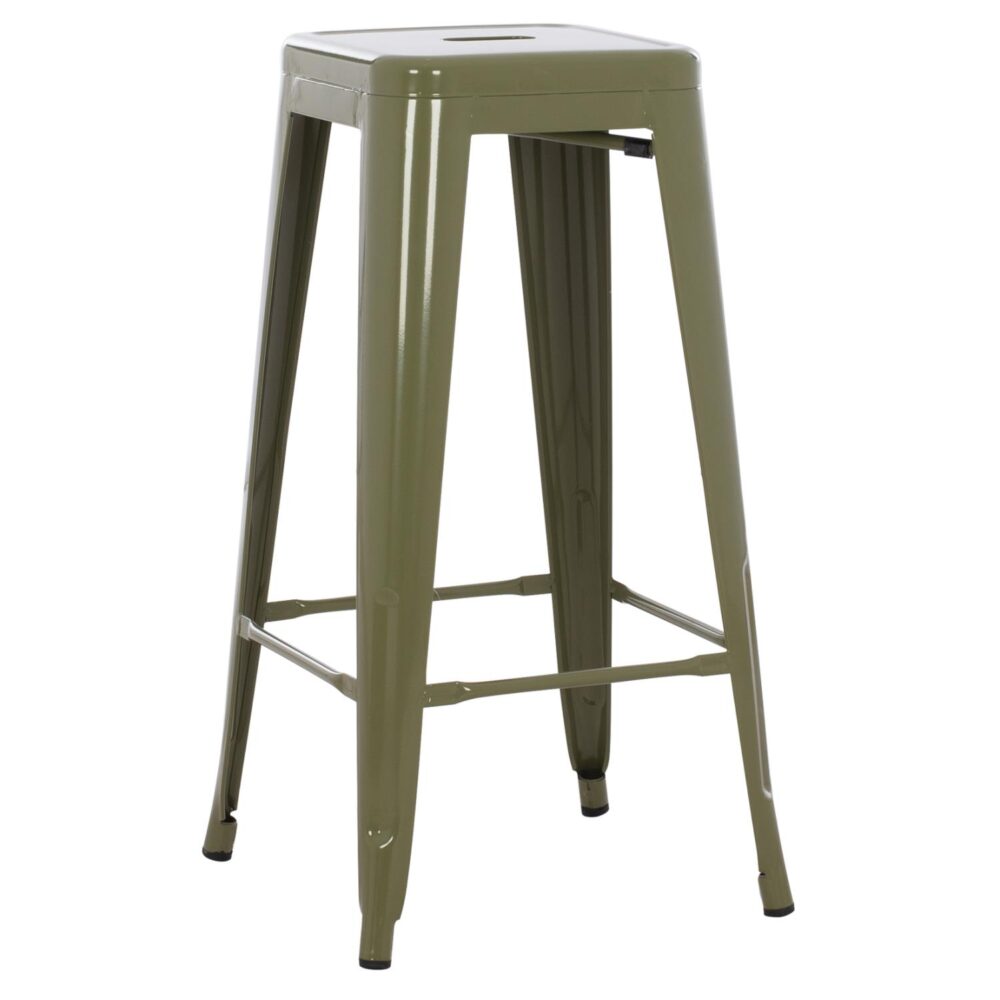 Σκαμπό Μπαρ MELITA-PRO C8642.43 Μέταλλο Dark Olive Green 43x43x78Υ εκ.