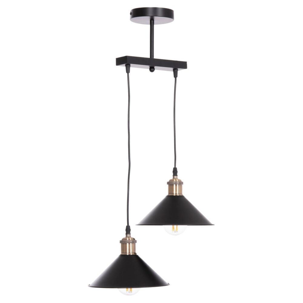 Κρεμαστό φωτιστικό οροφής BELL C7531.11 Δίφωτο Μέταλλο Μαύρο - Χάλκινο Ντουϊ Φ21,5x135Υ εκ.