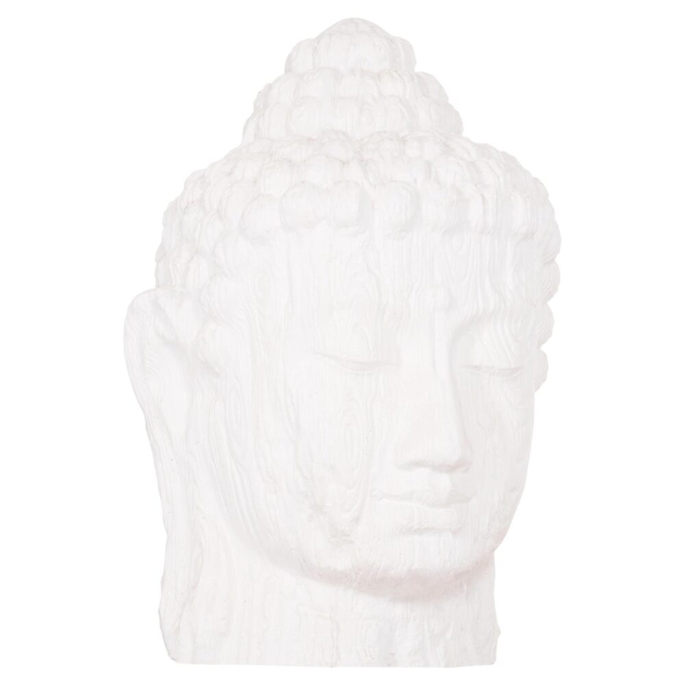 Διακοσμητικό Δαπέδου XXL BUDDHA C4385.02 Κεφάλι Βούδα Γύψος Λευκό 90x90x100Υ εκ.