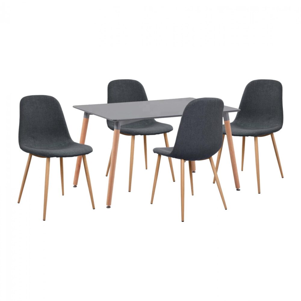 Σετ τραπεζαρίας C11330.10 5τμχ με Τραπέζι MINIMAL 120x80x73εκ. & Καρέκλες LEONARDO Γκρί