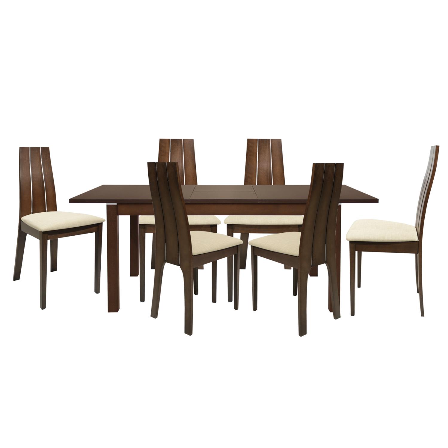 Σετ τραπεζαρίας C10034 7τμχ με Τραπέζι 150x90x75.5εκ. & 6 Καρέκλες Καρυδί