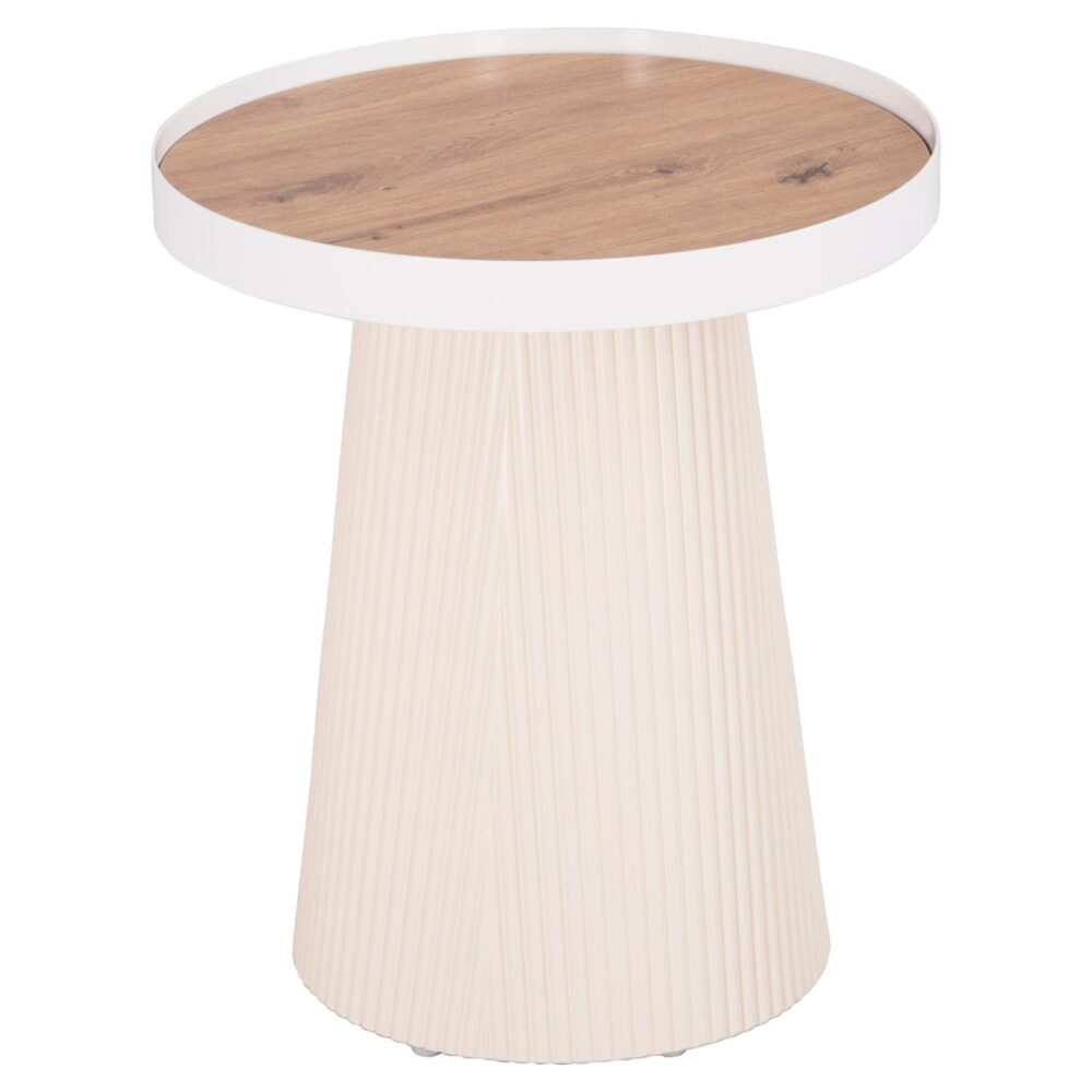 ΤΡΑΠΕΖΑΚΙ ΒΟΗΘΗΤΙΚΟ DENTON  MDF TOP ΦΥΣΙΚΟ ΞΥΛΟΥ-ΒΑΣΗ ΛΕΥΚΗ Φ45x51,5Υεκ.