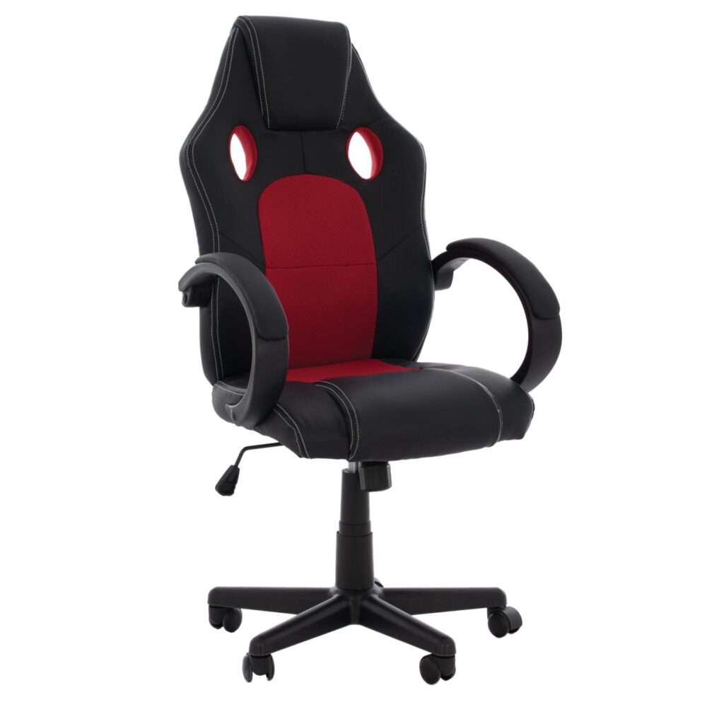 Καρέκλα Γραφείου Gaming Bucket σε Μαύρο PU & Κόκκινο MESH 60x62x117εκ.