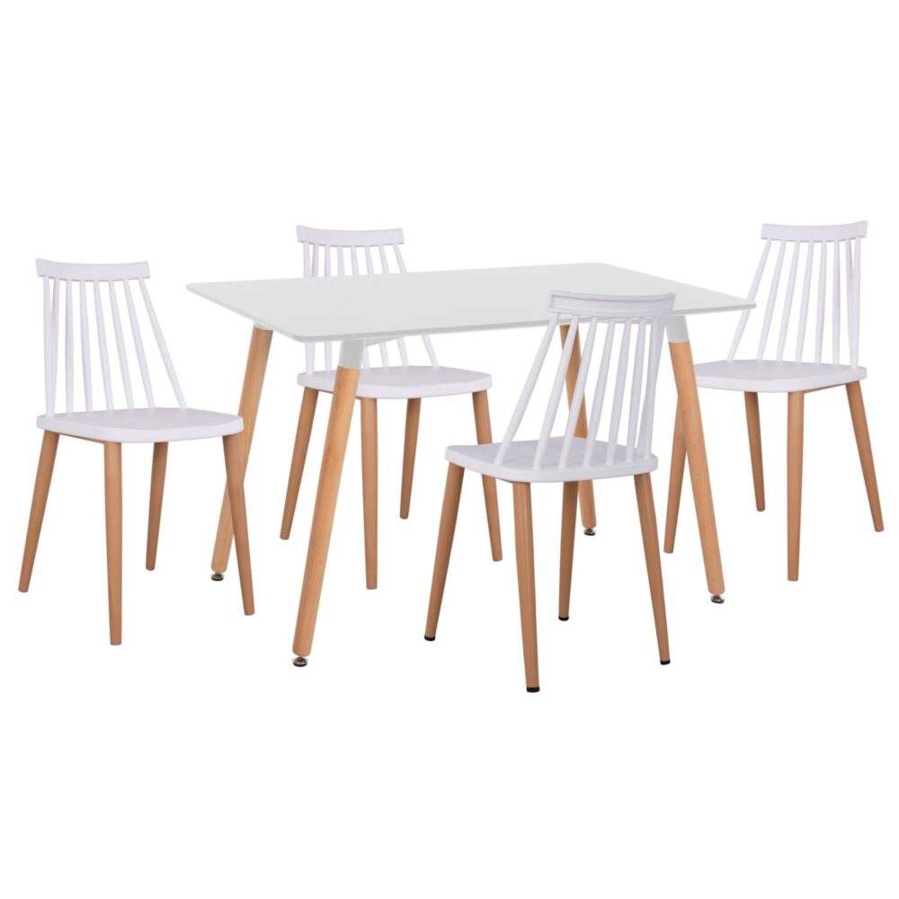 Σετ τραπεζαρίας MINIMAL C21172 5τμχ Λευκό MDF & Καρέκλες Λευκό - Φυσικό