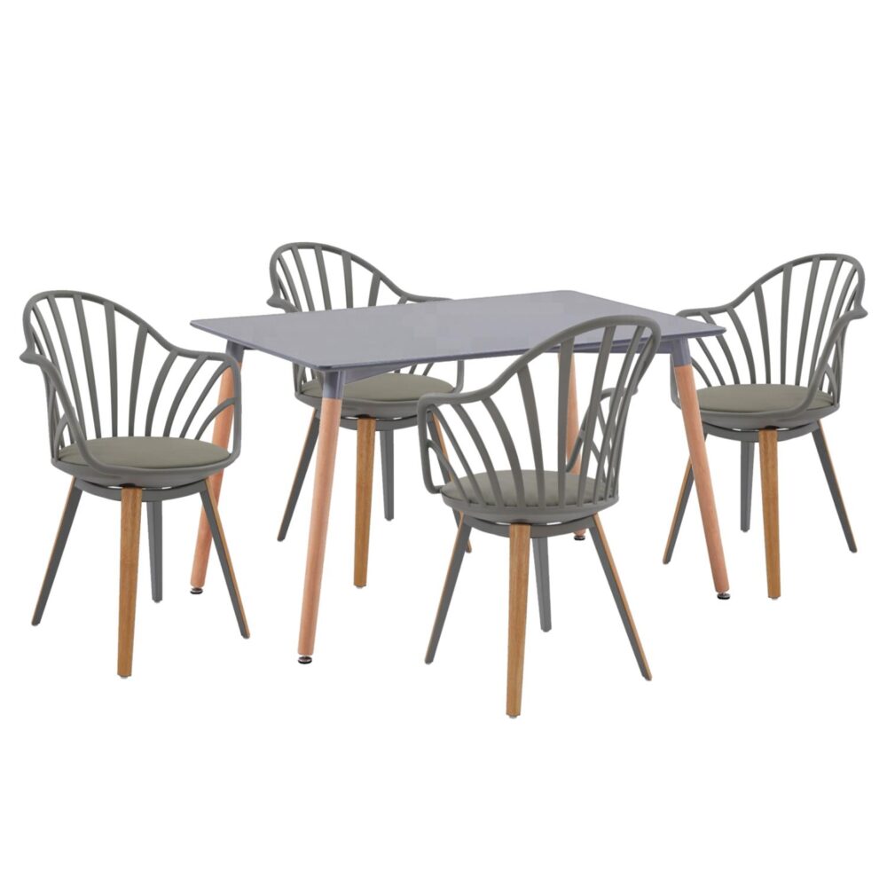 Σετ τραπεζαρίας ANAIS C21176 5 τμχ. σε Γκρί MDF TOP & Καρέκλες P.P.