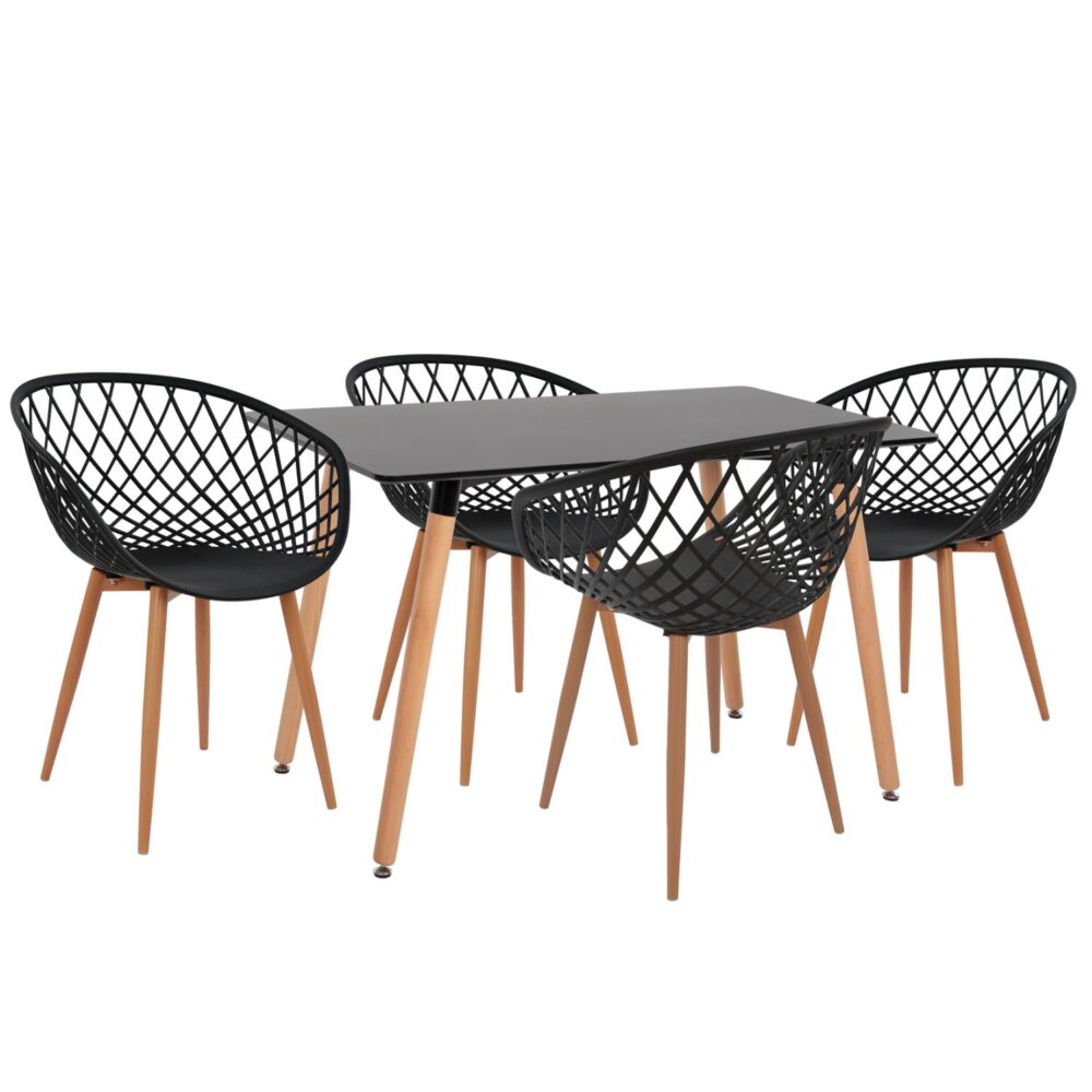 Σετ τραπεζαρίας ARIADNE C21174 5 τμχ. σε Μαύρο MDF TOP & Πολυπροπυλένιο