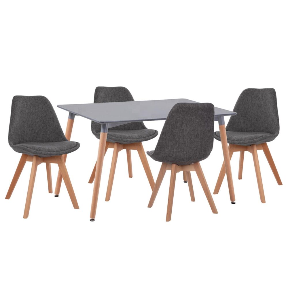 Σετ τραπεζαρίας VEGAS C21177 5τμχ MDF TOP Γκρί & Καρέκλες Ύφασμα Γκρί