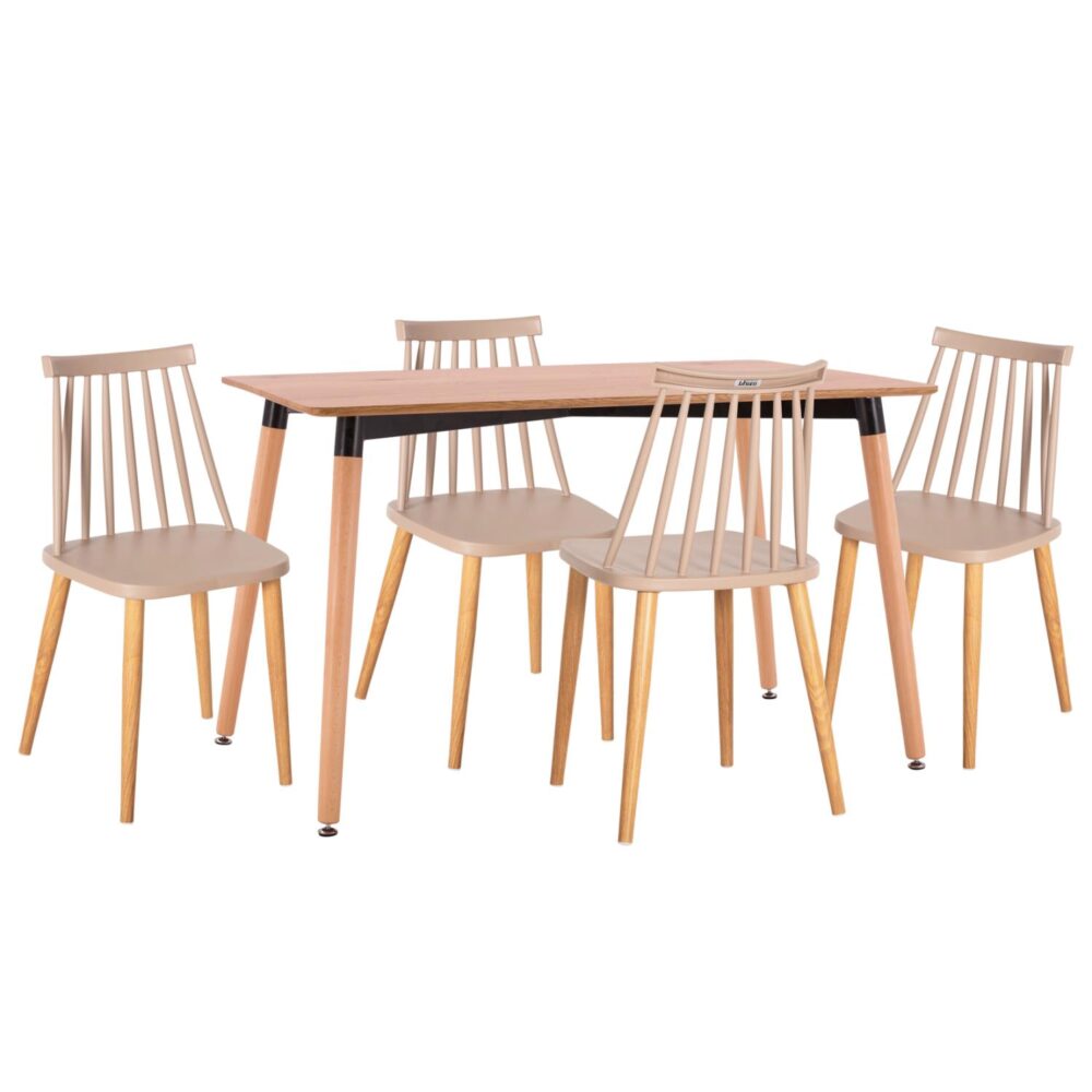 Σετ τραπεζαρίας VANESSA C21181 5τμχ σε Φυσικό MDF TOP & Σκελετός