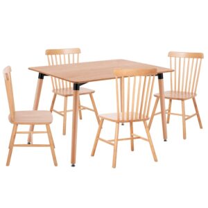 Σετ τραπεζαρίας LUCIEN C21183 5τμχ σε Φυσικό MDF TOP & Ξύλο Οξιάς