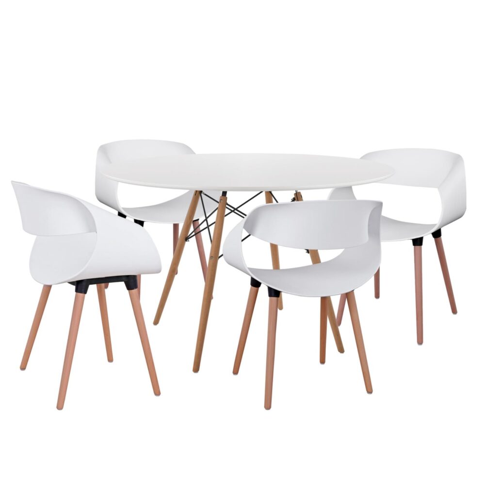 Σετ τραπεζαρίας MAGGIE C21186 5τμχ σε Λευκό MDF TOP & Καρέκλα Πολυπροπυλενίου