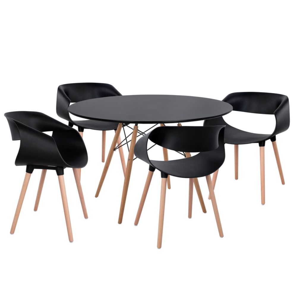 Σετ τραπεζαρίας MAGGIE C21187 5τμχ σε Μαύρο MDF TOP & Καρέκλα Πολυπροπυλενίου