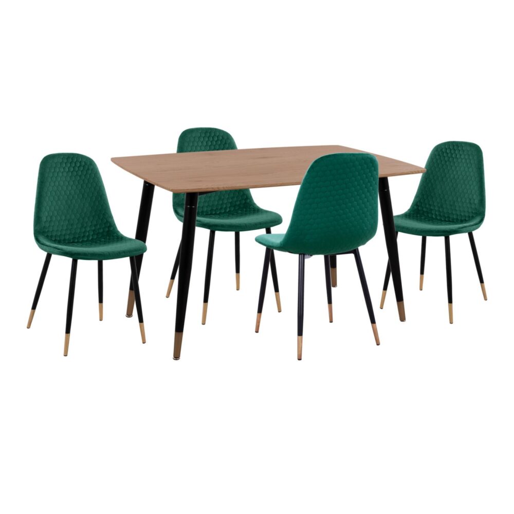 Σετ τραπεζαρίας ALIZA C11196.03 5 τμχ. από MDF TOP - Βελούδο Κυπαρισσί & Μέταλλο Μαύρο