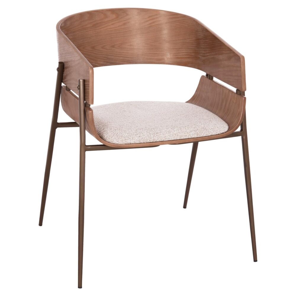 Καρέκλα KRILL από PLYWOOD σε WHITEWASH χρώμα & Μέταλλο σε Χάλκινο 55,5x55x72Υεκ.