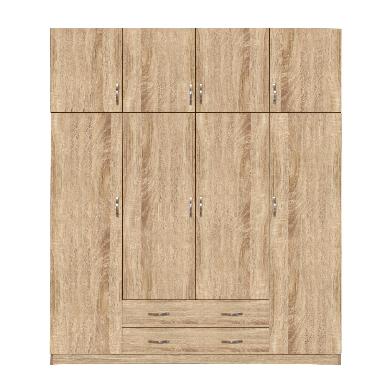 Ντουλάπα AZALEA Τετράφυλλη με Πατάρι με 2 Συρτάρια Sonama 200x55.5x240Υ εκ. Ντουλάπα AZALEA Τετράφυλλη με Πατάρι με 2 Συρτάρια Sonama 200x55.5x240Υ εκ.