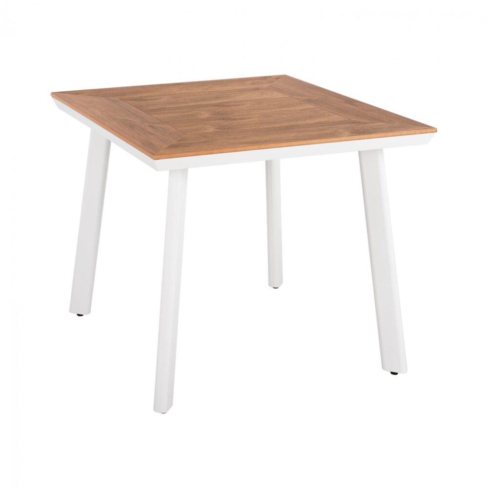 Τραπέζι TABER Αλουμινίου Λευκό με Επιφάνεια Polywood 80x80x72,5Υ εκ.