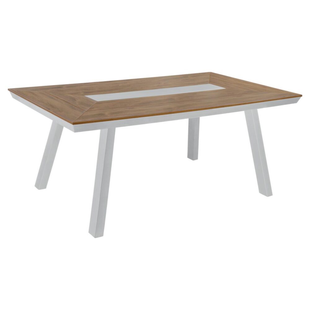 Τραπέζι TABER Αλουμινίου Λευκό με Επιφάνεια Polywood 200x100x75Υ εκ.