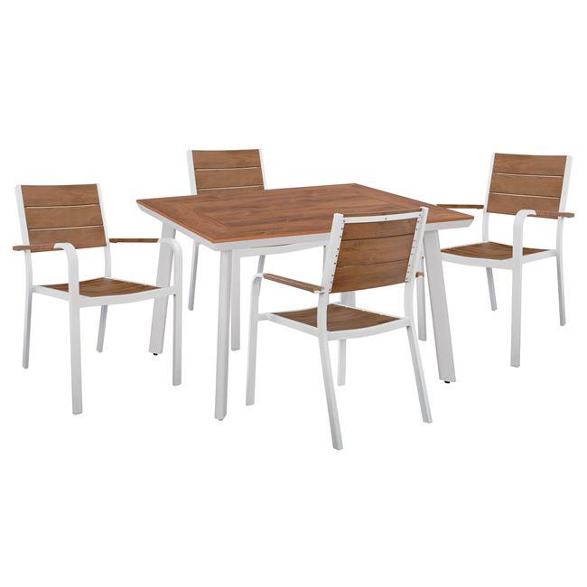 Σετ Κήπου Τραπεζαρία C10459 5τεμ Polywood Αλουμινίου Λευκό με Τραπέζι 120x80x72.5 εκ. & 4 Καρέκλες