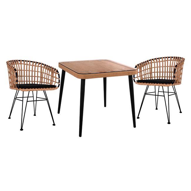 Σετ Κήπου Τραπεζαρία ALLEGRA C10481 3τεμ Μπέζ - Μαύρο Wicker με Τραπέζι 80x80x78 εκ. & 2 Καρέκλες Σετ Κήπου Τραπεζαρία ALLEGRA C10481 3τεμ Μπέζ - Μαύρο Wicker με Τραπέζι 80x80x78 εκ. & 2 Καρέκλες