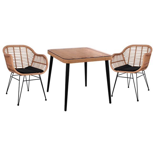 Σετ Κήπου Τραπεζαρία ALLEGRA C10483 3τεμ Μπέζ - Μαύρο Wicker με Τραπέζι 80x80x78 εκ. & 2 Καρέκλες Σετ Κήπου Τραπεζαρία ALLEGRA C10483 3τεμ Μπέζ - Μαύρο Wicker με Τραπέζι 80x80x78 εκ. & 2 Καρέκλες