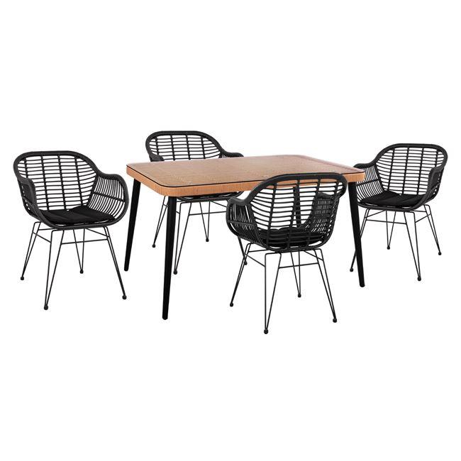 Σετ Κήπου Τραπεζαρία ALLEGRA C10508 5 τεμ Μαύρο - Μπέζ με Τραπέζι 140x80x78 εκ. & 4 Καρέκλες Wicker Σετ Κήπου Τραπεζαρία ALLEGRA C10508 5 τεμ Μαύρο - Μπέζ με Τραπέζι 140x80x78 εκ. & 4 Καρέκλες Wicker