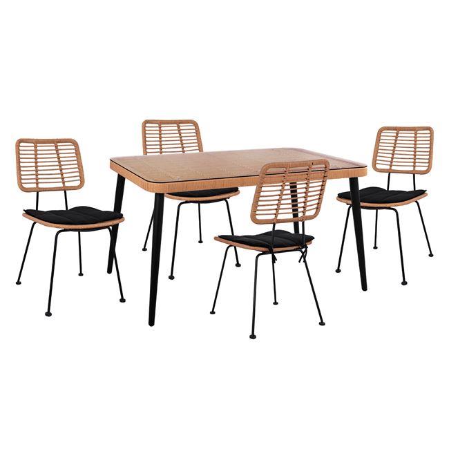 Σετ Κήπου Τραπεζαρία ALLEGRA C10492 5 τεμ Μαύρο - Μπέζ με Τραπέζι 140x80x78 εκ. & 4 Καρέκλες Wicker Σετ Κήπου Τραπεζαρία ALLEGRA C10492 5 τεμ Μαύρο - Μπέζ με Τραπέζι 140x80x78 εκ. & 4 Καρέκλες Wicker