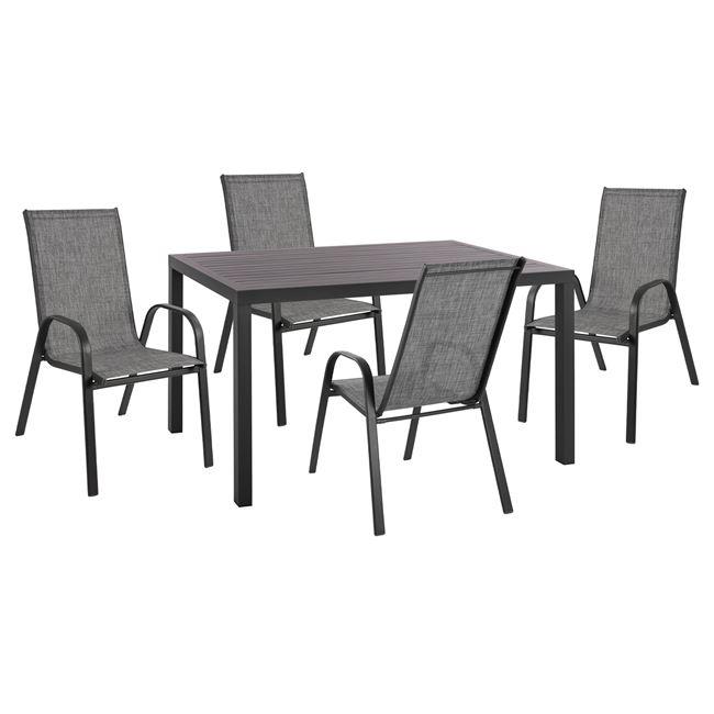 Σετ Κήπου Τραπεζαρία HM10531 5 τεμ με Τραπέζι 140x80x75.5 Αλουμινίου Ανθρακί εκ. & 4 Καρέκλες Leon Γκρί Σετ Κήπου Τραπεζαρία HM10531 5 τεμ με Τραπέζι 140x80x75.5 Αλουμινίου Ανθρακί εκ. & 4 Καρέκλες Leon Γκρί