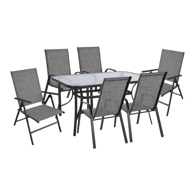 Σετ κήπου Τραπεζαρία C10557.01 7 τεμ Γκρί Μέταλλο - Textline