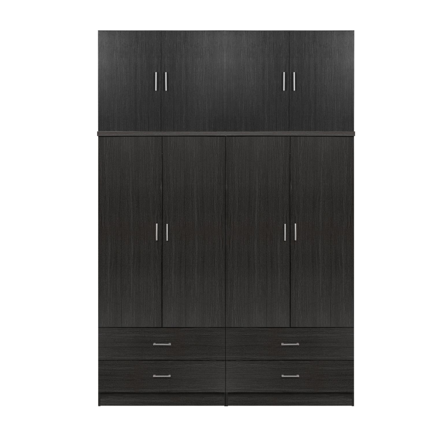 Ντουλάπα Reina Τετράφυλλη με Πατάρι και 4 Συρτάρια Zebrano 160x42x241 εκ.