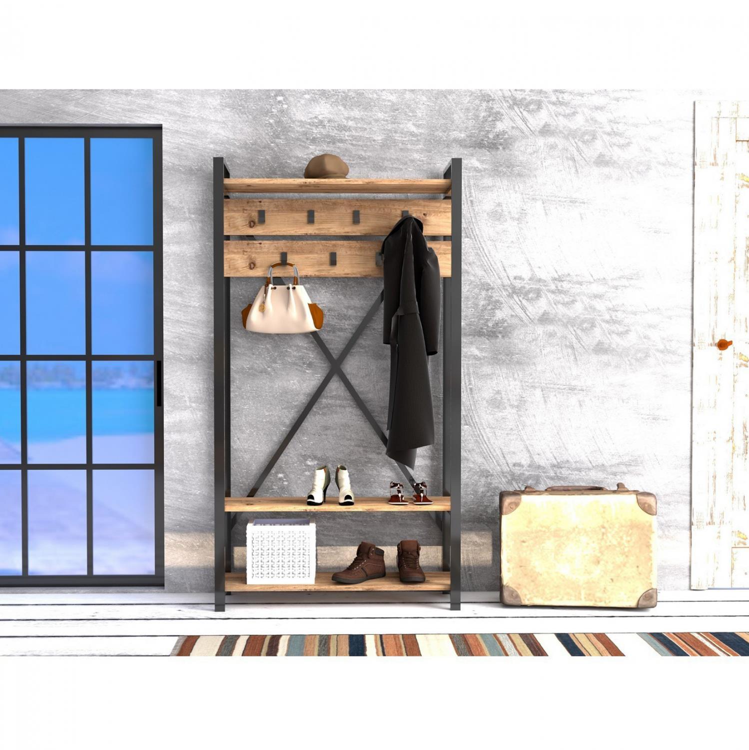 ΕΠΙΠΛΟ ΕΙΣΟΔΟΥ  NATURAL WOOD & ΜΑΥΡΟ  90x34x180 εκ. ΕΠΙΠΛΟ ΕΙΣΟΔΟΥ  NATURAL WOOD & ΜΑΥΡΟ  90x34x180 εκ.