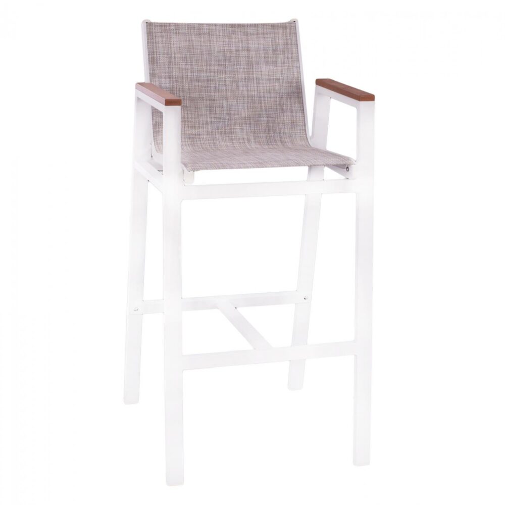 Σκαμπό Μπαρ C5790.01 Αλουμινίου Λευκό με Polywood 52x58x108 εκ.